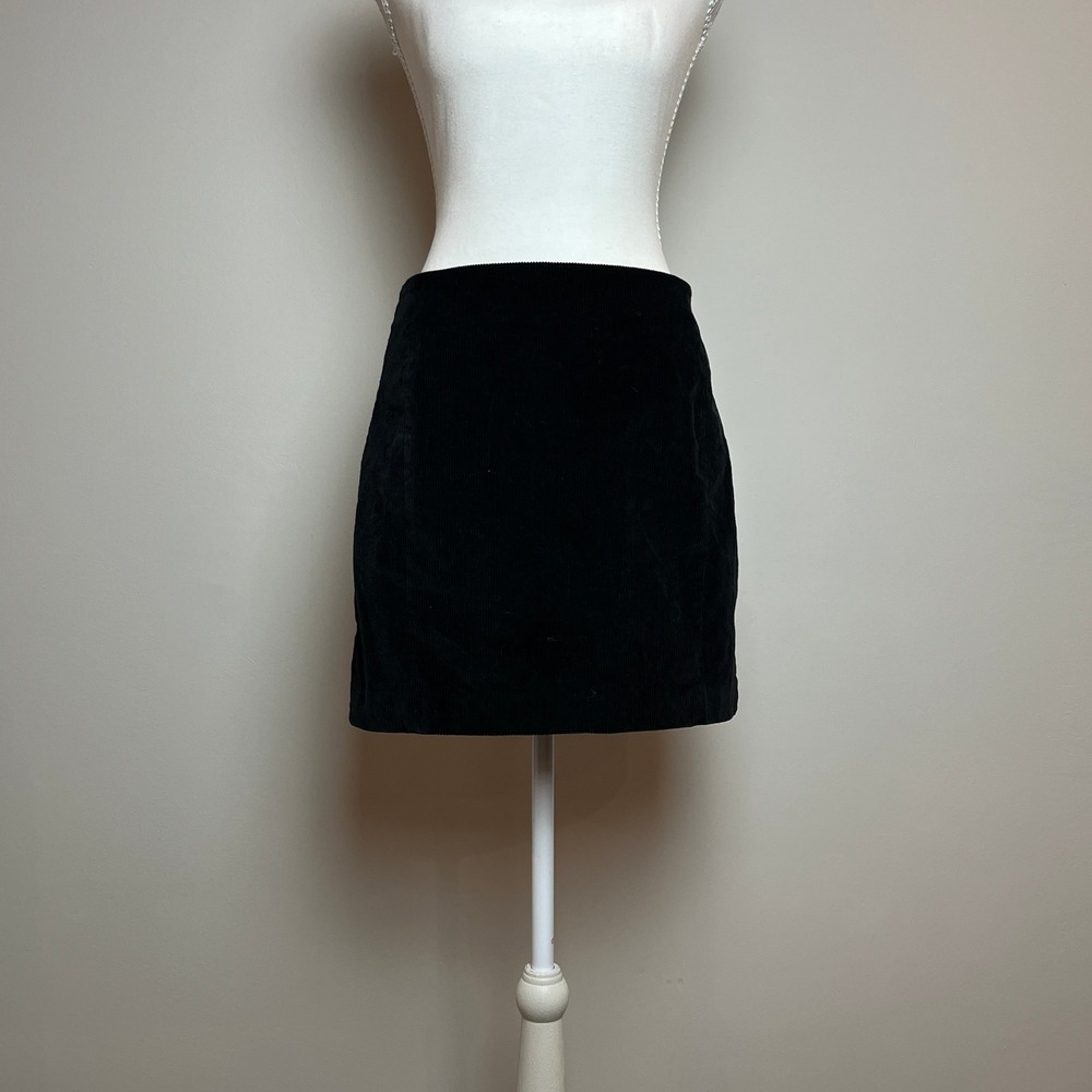 Sunday Best Black Corduroy Mini Skirt A-Line High Waisted Size 6 Y2K